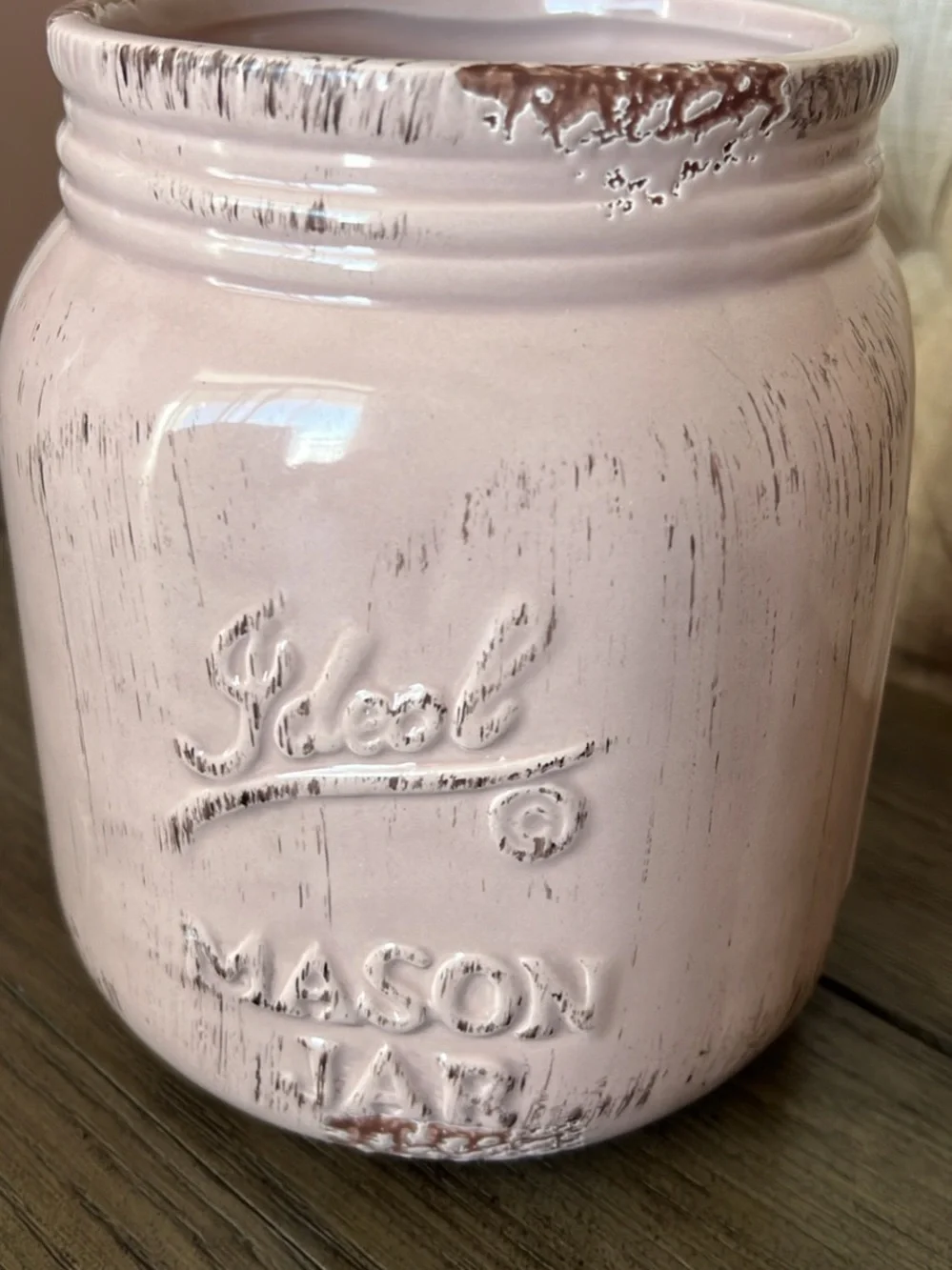 Jars Mason Jar Ceramic Vase/Utensil Holder - Blush Pink